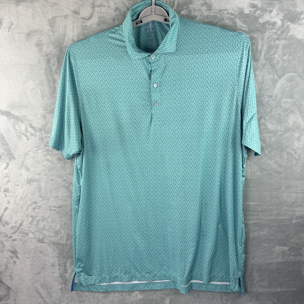 Johnnie-O Light Blue Teal Performance Polo Shirt Men's XL Golf Stretch